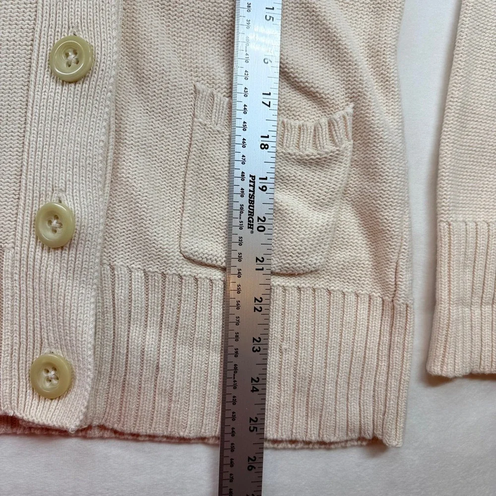 Lucky Brand Cream Shawl Collar Button‎ Front Cotton Knit Cardigan Sweater Small